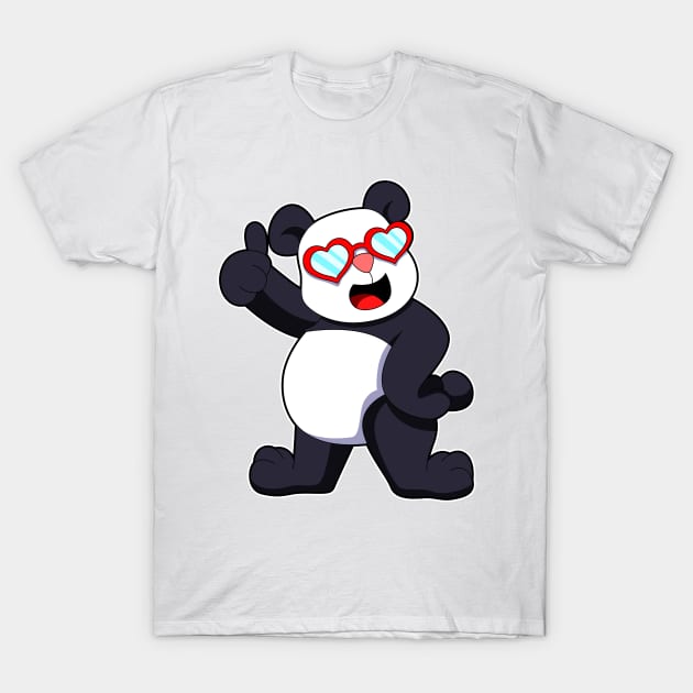 Panda with Heart as Glasses T-Shirt by Markus Schnabel